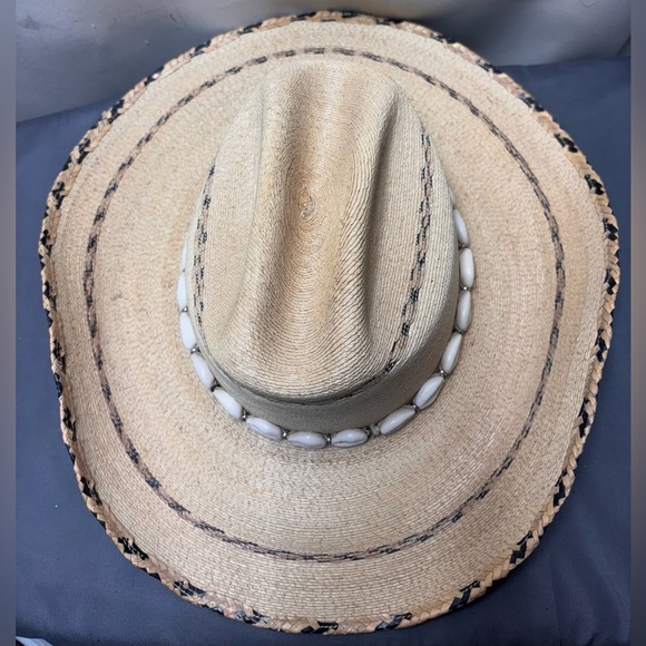 Sun Body Vintage Women’s Palm Leaf Bound Edge Handmade Cowboy Hat Size 7/56 Mex main image 11